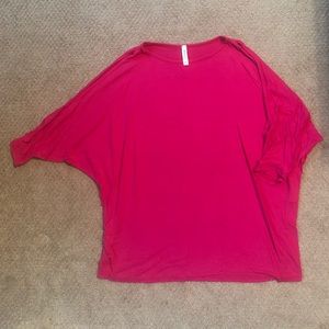 Emerald Cold Shoulder Hot Pink Dolman Shirt Top 1x